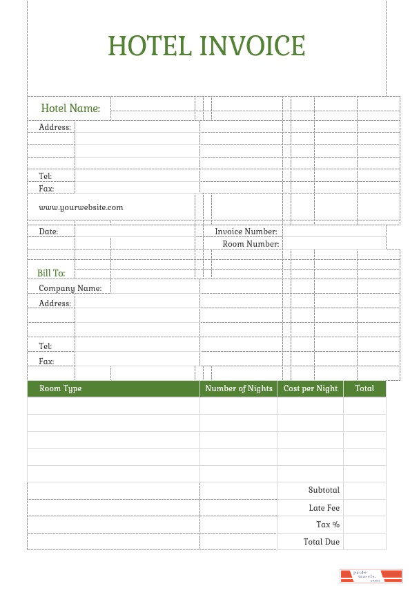 Sample Hotel Invoice Template PSD template